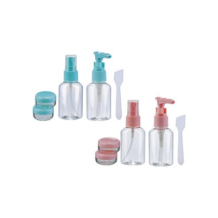 7 Parça Sızdırmaz Seyahat Boy Kozmetik Şişe Seti - Şeffaf Taşıma Çantalı